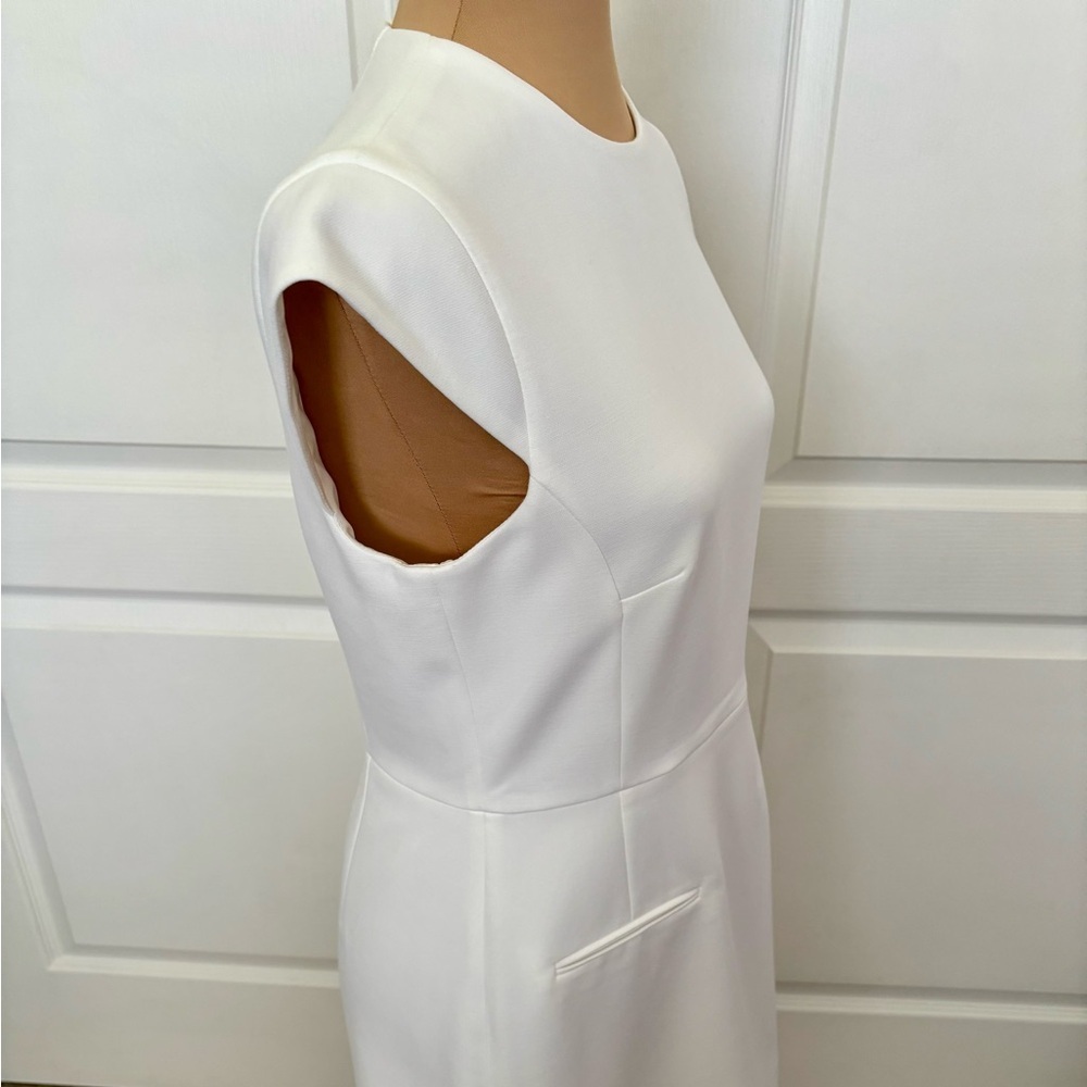 French Connection White Cap Sleeve Sheath Dress Size 8 | Elegant Minimalist NWOT - Picture 6 of 11